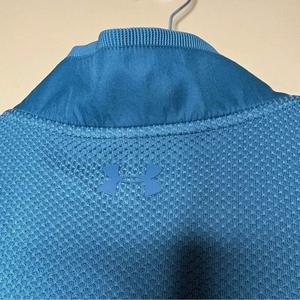 Under Armour Golf ColdGear Mens Large Blue Snap Mock Neck Pullover Sweater LG